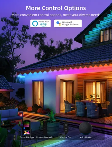 Miniatura 6 de APPECK Luces de exterior permanentes de 100 pies con 72 LEDs, modos de escena DIY, luces de cadena RGBW inteligentes impermeables, control por Negro