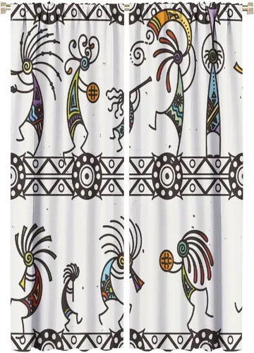 Miniatura 25 de Kokopelli - Cortinas opacas para cocina, decoración de sala de estar, dormitorio, 21 x 45 pulgadas, 2 paneles