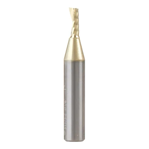 Miniatura 21 de Amana Tool CNC de carburo sólido espiral O flauta arriba-corte, broca de aluminio de corte de enrutador, recubierto de ZrN, 51470-Z, 1/16 D x 1/4 CH
