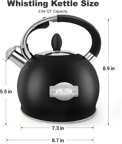 Miniatura 7 de Hervidor de té de acero inoxidable, tetera de té, tetera silbante vintage para estufa, duradera y resistente al óxido, con un soporte para olla