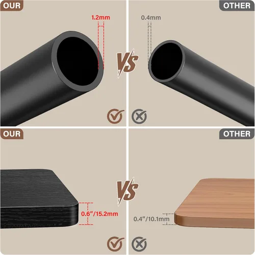 Miniatura 5 de Mesa C Mesa Auxiliar de Altura Ajustable, Bandeja de TV Giratoria 360°, Base Mejorada de Metal y Madera para Evitar Deslizamientos, Mesas de Negro