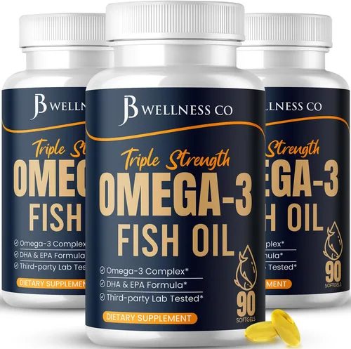 Miniatura 8 de Aceite de pescado Omega 3 Triple Strength 3750 mg - EPA y DHA - Más de 3000 mg de ácidos grasos omega-3 - 1350 mg EPA + 900 mg DHA - Los mejores