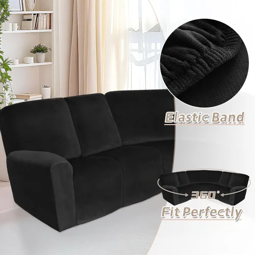 Miniatura 301 de Arfntevss Fundas de sofá seccional reclinable de terciopelo, Funda de sofá seccional de esquina para sofá reclinable, Funda elástica suave