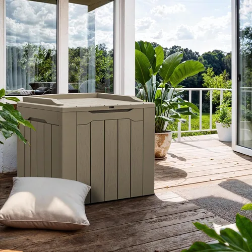 Miniatura 3 de GUNJI Caja pequeña de 30 galones para exteriores, impermeable, de resina, contenedor de almacenamiento con cerradura, caja de entrega de paquete