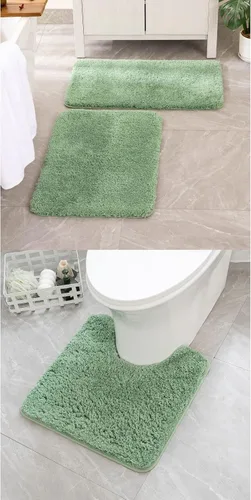 MIULEE Juego de 2 tapetes de baño y tapetes para inodoro, 20 x 30 pulgadas + 20 x 30 pulgadas + 20 x 24 pulgadas (en forma de U), alfombras suaves