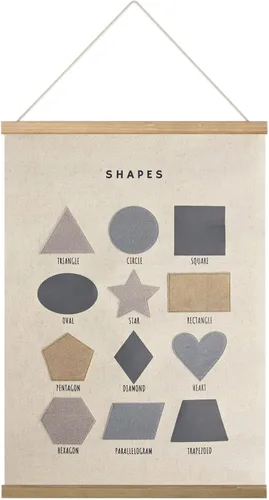 Bon et Beau Póster bordado de 16 x 24 pulgadas enmarcado con colgador de madera, decoración de pared gris neutro para guardería, dormitorio, sala de