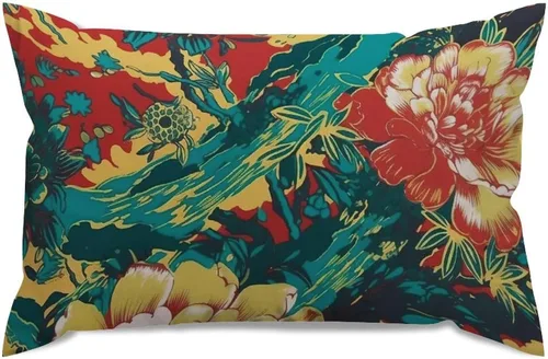 Miniatura 8 de ArogGeld Funda de almohada blanca con flores chinoiserie, funda de almohada para sofá, diseño floral verde y blanco, funda de almohada de lino A-12
