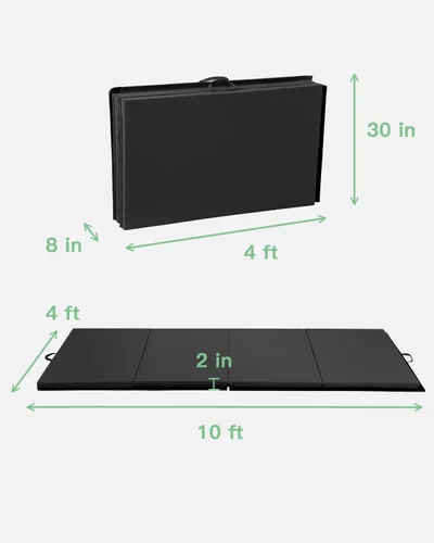 Miniatura 2 de Colchonetas para gimnasia para el hogar, 4 x 10 x 2 pulgadas, almohadilla de ejercicio de gimnasio con asas de transporte, alfombrilla de ejercicio