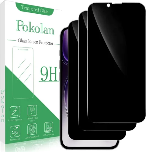 Miniatura 12 de Pokolan [Paquete de 3] Protector de pantalla de privacidad para iPhone 11/iPhone XR Película de vidrio templado antiespía, cobertura completa, sin