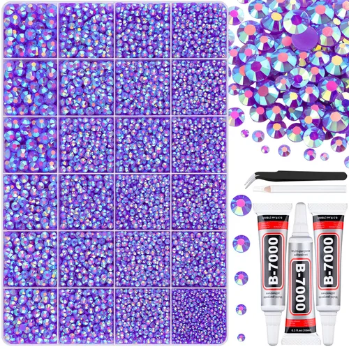 Miniatura 59 de 7000 diamantes de imitación de resina con pinzas para manualidades, diamantes de imitación de gelatina con parte trasera plana de 2/3/4/5/6mm, 4