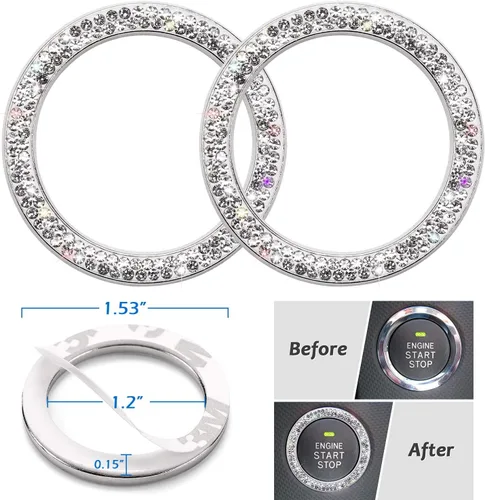 Miniatura 7 de ToBeQueen Juego de accesorios de automóvil con brillos para mujer y niña, collares para reposacabezas de automóvil con brillos, cargador