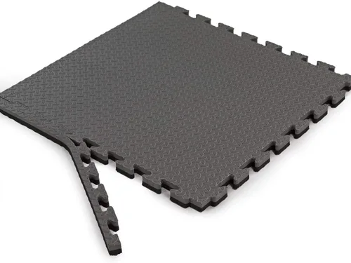 Miniatura 2 de Xspec Azulejos de espuma EVA reversible de 1 pulgada extra gruesa de 48 pies cuadrados (24 x 24 pulgadas), patrón de acero, 12 piezas, negro y gris