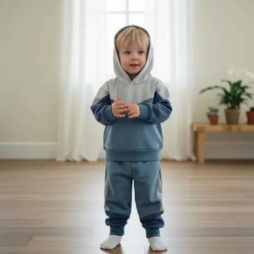 Miniatura 190 de Conjunto de ropa de otoño e invierno para bebé y niño, sudadera larga con capucha y pantalones para niños pequeños, 6, 12, 18, 24 meses, 2T