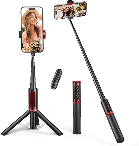 Miniatura 10 de ATUMTEK Palo de Selfie Trípode, trípode extensible 3 en 1 de aluminio para teléfono con control remoto Bluetooth desmontable, compatible con iPhone