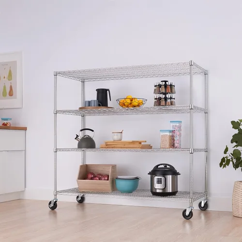 Miniatura 2 de Trinity Basics - Estantería de alambre ajustable de 4 niveles con ruedas para organización de cocina, almacenamiento de garaje, cuarto de EcoStorage
