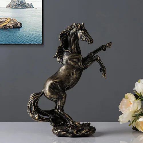 Miniatura 2 de Adornos modernos, estatua en forma de caballo, escultura/artesanía de resina artesanal, accesorios de decoración del hogar, estudio de oficina