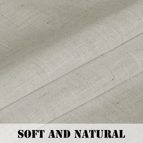 Miniatura 6 de H.VERSAILTEX Cortinas de lino natural con textura de lino semitransparentes, cortinas de filtrado de luz, cortinas de ventana con trabillas Roble