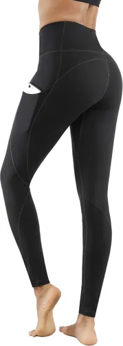Lingswallow - Pantalones deportivos de tiro alto para yoga, diseño elástico en 4 direcciones con control de abdomen y bolsillos, leggings para