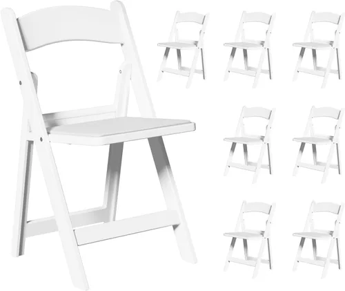 Miniatura 9 de Paquete de 4 sillas plegables de resina con marco de acero reforzado para interiores y exteriores, sala de reuniones, patio, jardín, boda, fiesta
