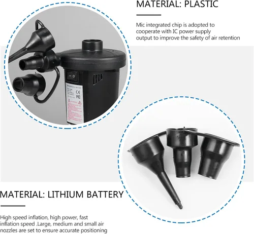 Miniatura 6 de Sosoport Bomba de aire eléctrica portátil recargable por USB, inflador compacto para flotadores de piscina, colchones de aire, inflado rápido