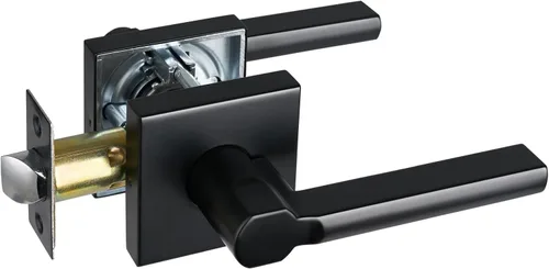 Miniatura 57 de Manija de Puerta de Paso (Sin Cerradura), Mango Cuadrado Interior de Servicio Pesado para Pasillo y Closet, Negro Mate, Reversible para Diestros