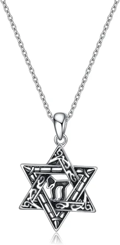 Miniatura 69 de YFN Collar de estrella de David de plata de ley, concha de abulón, árbol de la vida, joyería judía, regalos para mujeres y hombres