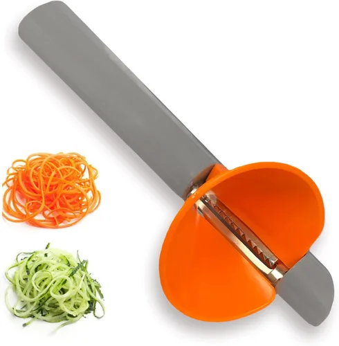 Cheer Collection Espiralizador de verduras de mano, pelador de verduras giratorio de acero inoxidable con mango antideslizante, cortador de verduras