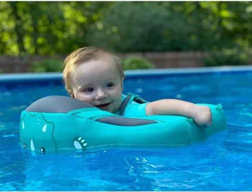 Miniatura 2 de El entrenador de nado Mambobaby más nuevo, no inflable, tamaño mejorado, incluye cola para que nunca se voltee. Toldo con FPS 50+, sólido flotador