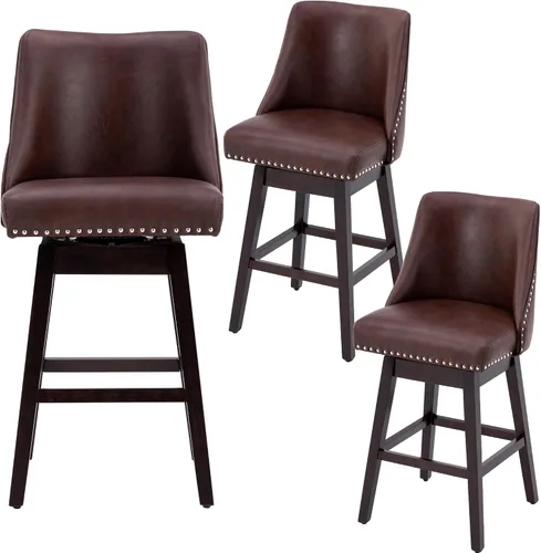 Miniatura 15 de Juego de 2 Taburetes de Bar de Altura de Mostrador Taburetes de Bar Giratorios de 27.5" Silla de Bar Tapizada de Lino Taburetes de Cocina