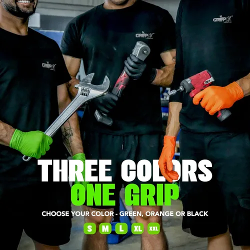 Miniatura 7 de GRIPXX Herkules Grip guantes de nitrilo verde de alta resistencia de 8 mil, textura de diamante 3D elevada - libres de látex y polvo - industriales