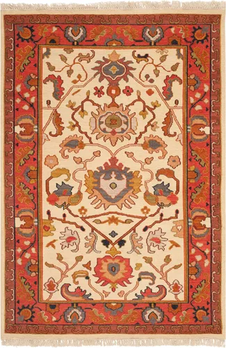 Miniatura 2 de SAFAVIEH Sumak Collection SK115B - Alfombra tradicional de lana de primera calidad, hecha a mano, 4 x 6 pies, color marfil y óxido