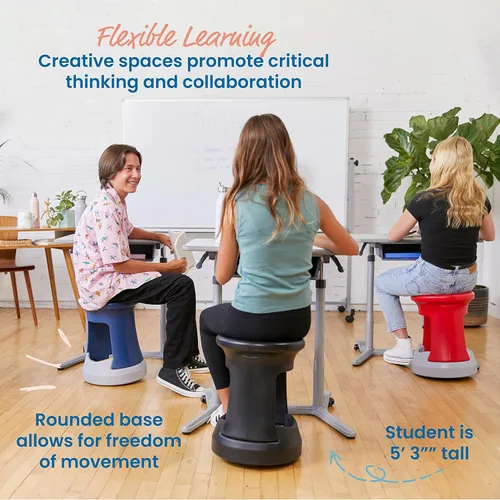 Miniatura 4 de ECR4Kids Taburete tambaleante de almacenamiento activo, altura del asiento de 18 pulgadas, muebles para niños, color negro