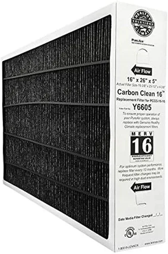 Paquete de 2 filtros de aire Lennox Y6605 de 16 x 26 x 5 pulgadas MERV 16 de repuesto eficiente para purificador de aire PureAir PCO3-16-16 sistemas