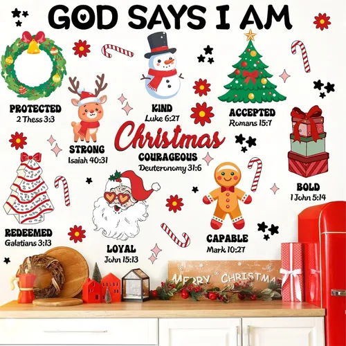 Miniatura 7 de Calcomanías de pared de Navidad, citas de Navidad, calcomanías de pared para decoración de interiores inspiradoras para niños, calcomanías de pared