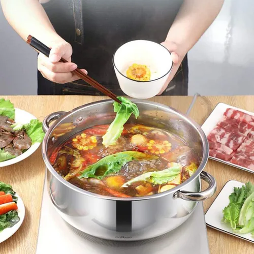 Miniatura 4 de Cabilock Olla de vapor de acero inoxidable de 4 niveles, olla caliente multifuncional de 10.82 pulgadas para cocinar al vapor alimentos y sopas