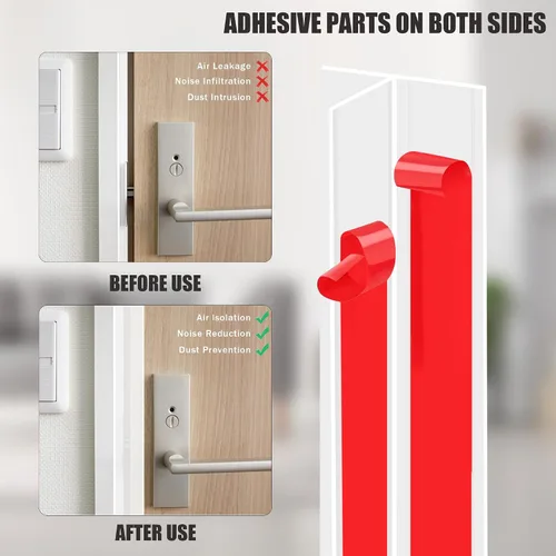 Miniatura 4 de TAROSE Tapón de puerta en forma de T de 20 pies, cinta de sellado de silicona para puertas y ventanas, color blanco, 1.38 pulgadas de ancho