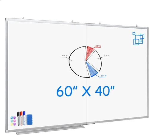 Miniatura 14 de Pizarra blanca magnética de borrado en seco para pared, 48 x 46 pulgadas (4 pies x 3 pies), pizarra blanca portátil plegable con una bandeja larga