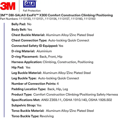 Miniatura 3 de 3M Arnés de seguridad de posicionamiento de escalada de construcción de confort Protección contra caídas