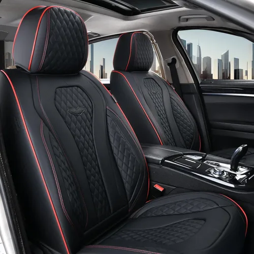 Miniatura 2 de Coverado - Fundas para asientos de auto, negras impermeables delanteras y traseras, juego completo, cojín de asiento, protector de asiento, ajuste