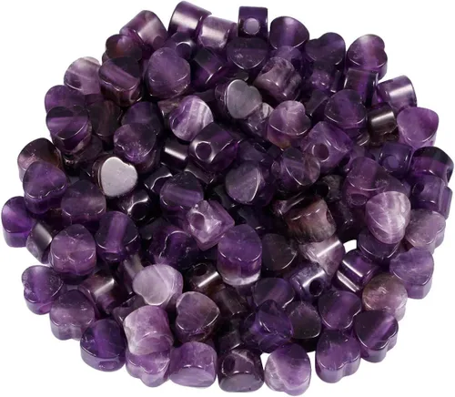 Miniatura 8 de SUNYIK Cuentas europeas sueltas de cuarzo rosa con forma de corazón, agujero grande, se adapta a pulseras y joyas, 0.551 x 0.551 in, paquete de 15