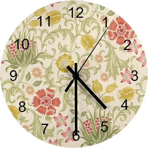 Miniatura 10 de Reloj de Pared de Flores Silencioso Sin Tictac Operado por Batería, Caricatura de los 70s Linda Flor Abstracta Pastel Margarita Reloj Floral