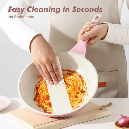Miniatura 6 de SENSARTE Sartén antiadherente de cerámica de 8 pulgadas, sartén saludable no tóxica, sartén para tortilla compatible con inducción con mango Rosa