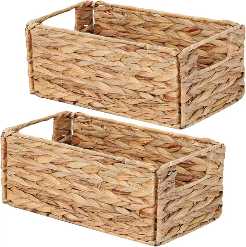 Vagusicc Cesta de almacenamiento de mimbre, juego de 2 cestas de almacenamiento tejidas a mano para organizar, pequeña cesta de mimbre para papel
