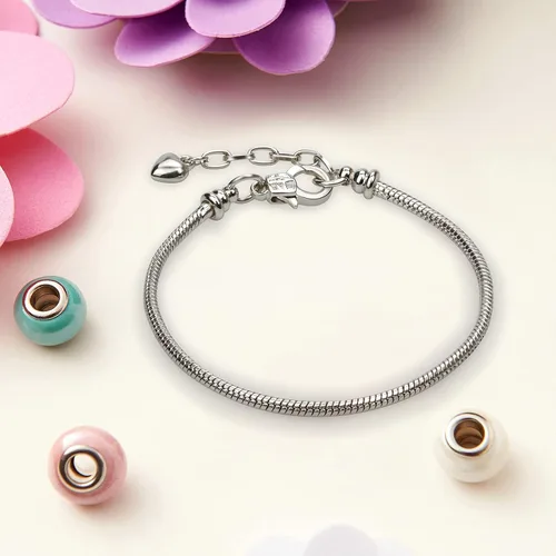 Miniatura 5 de tiggell Juego de 5 pulseras de cadena plateadas, cadena de serpiente con cierre de langosta en forma de corazón, pulsera de dijes europea