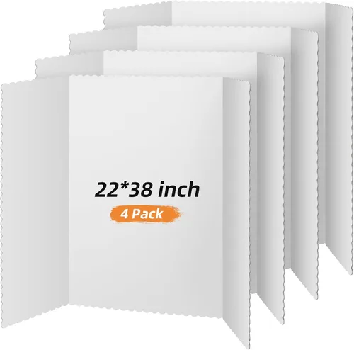 Miniatura 17 de Henoyso 4 piezas de 36 x 48 pulgadas de tablero de póster blanco de triple pliegue grande, tablero de presentación desplegable de papel duro blanco