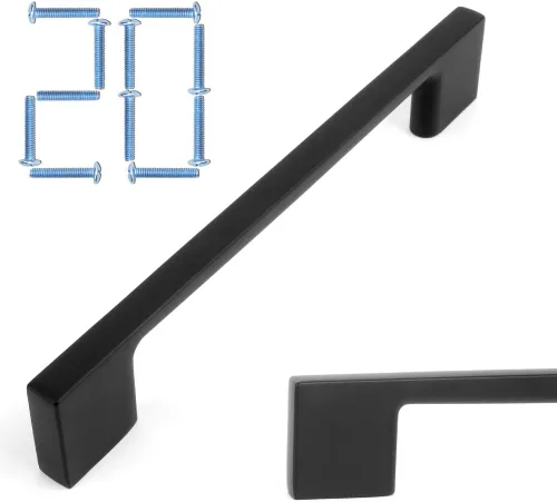 Miniatura 11 de KOOFIZO Paquete de 10 pomos negros para gabinete, pomos negros mate para cajones, K03, tiradores cuadrados de un solo agujero para gabinetes