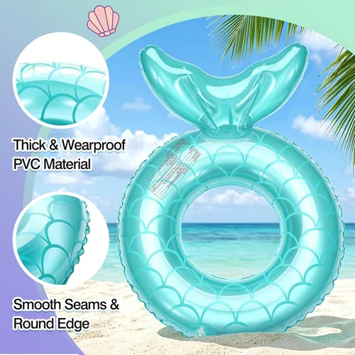 Miniatura 3 de MoKo Anillo de natación inflable, lindo flotador de piscina, decoración de tubo, tubos de natación, piscina al aire libre, playa, flotadores de Azul