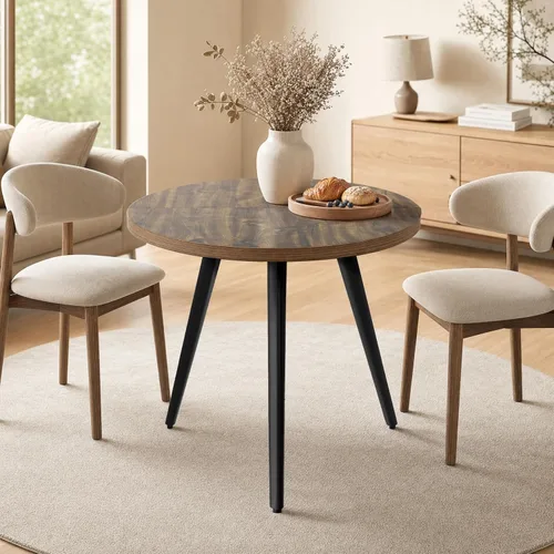 Miniatura 9 de Mesa redonda de comedor, mesa de comedor pequeña para 2, mesa redonda de 31.5", mesa de cocina moderna de mediados de siglo con tablero de veta