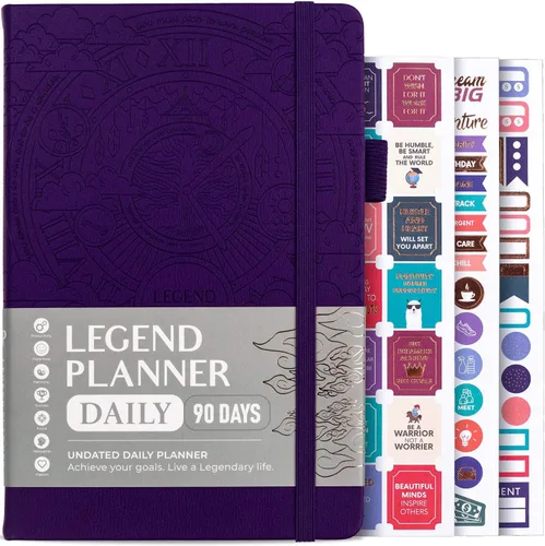Miniatura 7 de Legend Planner Diario durante 3 meses – Planificador mensual semanal y diario sin fecha para alcanzar objetivos. Organizador y diario de Rosa