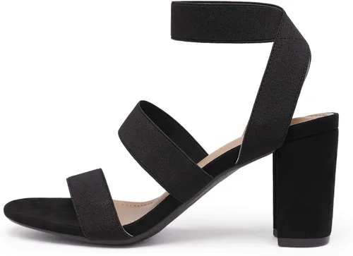 Miniatura 2 de DREAM PAIRS Sandalias de tacón de vestir con correa elástica alta y gruesa para mujer